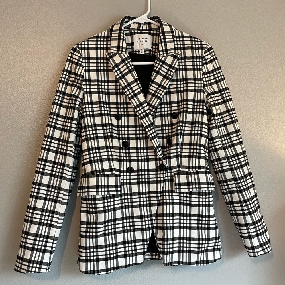 Maison D’Amilie Plaid Double Breasted Blazer